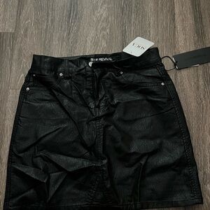 Black Revival Faux Leather Skirt